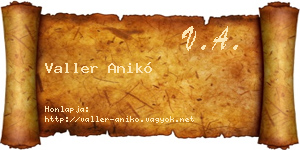 Valler Anikó névjegykártya